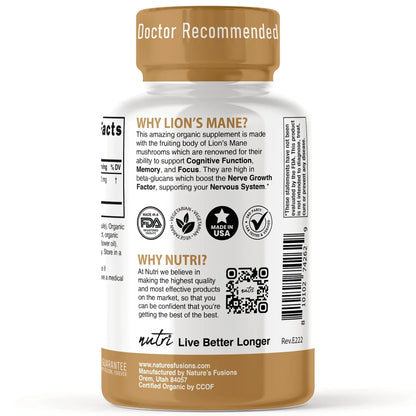 Nutri Certified Organic Lion's Mane