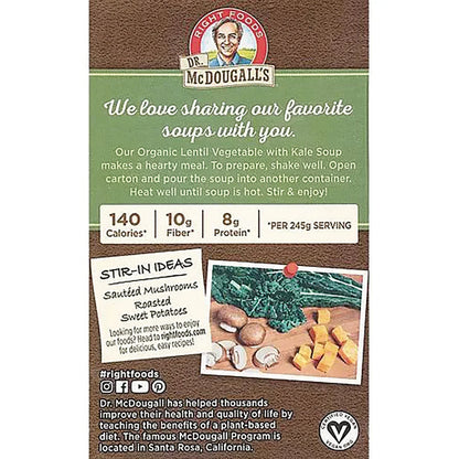 Organic Lentil Vegetable with Kale Soup